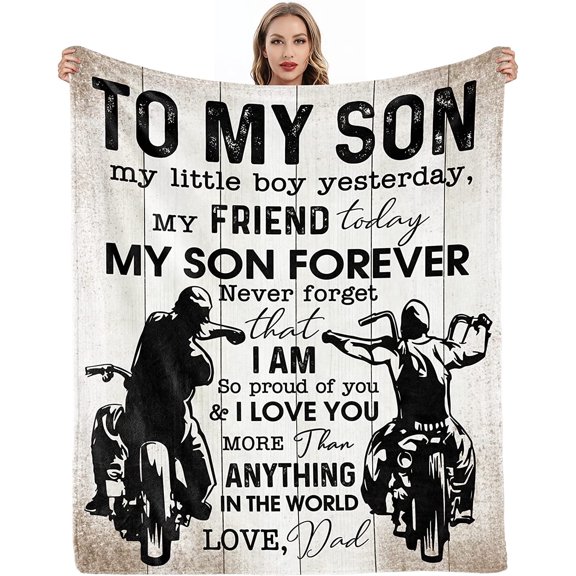 LHSHID Son Gifts from Mom Fathers Day Birthday Christmas Valentines Day Gifts for Him Son Adult Teenage from Mom Love You Son Gifts Graduation Gifts Personalized Soft Bed 30x40in