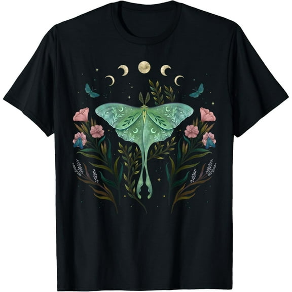 Moon Phases Luna Moth Insect Lover Cottagecore Aesthetic T-Shirt