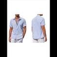 thumbnail image 3 of Camisas Casuales de Algodón de Corta para Hombre, con Botones y Cuello, para Playa y Verano Azul XL, 3 of 7
