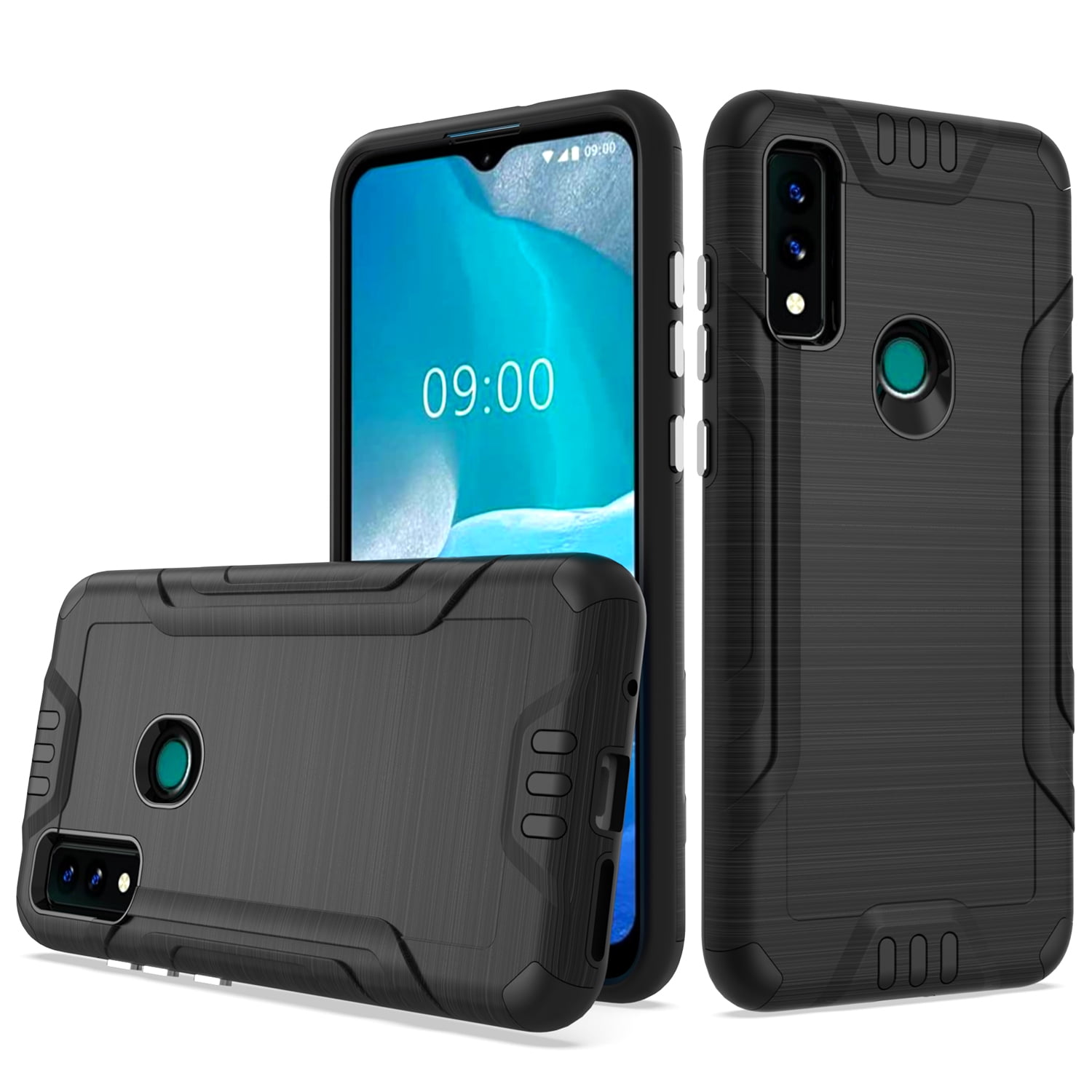 For Att Maestro 3 Strong Tough Metallic Design Hybrid Black