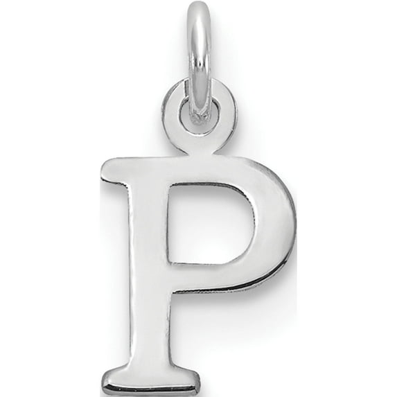 Sterling Silver Rhodium-Plated Letter P Initial Charm - Jbsp