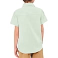 thumbnail image 3 of Langwyqu Short Sleeve Summer Turn-Down Collar Boys Casual Blouse Kids Tops, 3 of 5