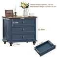 thumbnail image 3 of Joaxswe Nightstand, Modern 3 Drawer Nightstand, Dark Blue Nightstand with Rustic Brozon Handle, Wooden Bedside Storage Cabinet Unit for Bedroom/Small Space, 3 of 8