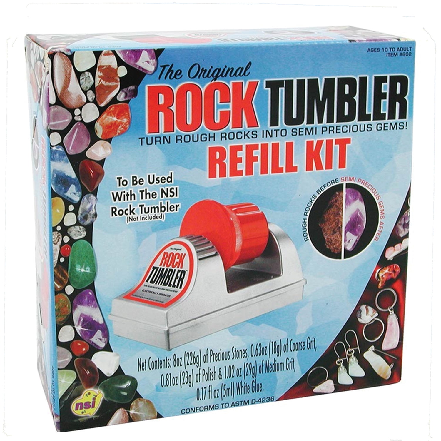 NSI Rock Tumbler Refill Classic Kit - Educational Geology Set for Kids Ages 10+