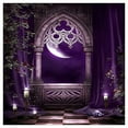 thumbnail image 2 of ABPHOTO Polyester Halloween Mysterious Scene Gothic Domed Architecture Arch Door Photography Backdrop Wall Mural Purple Rattan flowers, 2 of 3