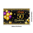 thumbnail image 2 of Glamorous 50th Birthday Banner with Gold Purple Balloons Crowns Background Party Decoration Photography Prop for Birthday Parties Celebrations Events Festivities, 2 of 7