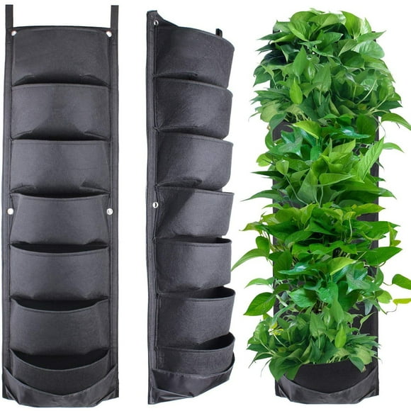 Vertical Hanging Garden Planter with 7 Pockets, Wall Mount Planter Pouch Solution