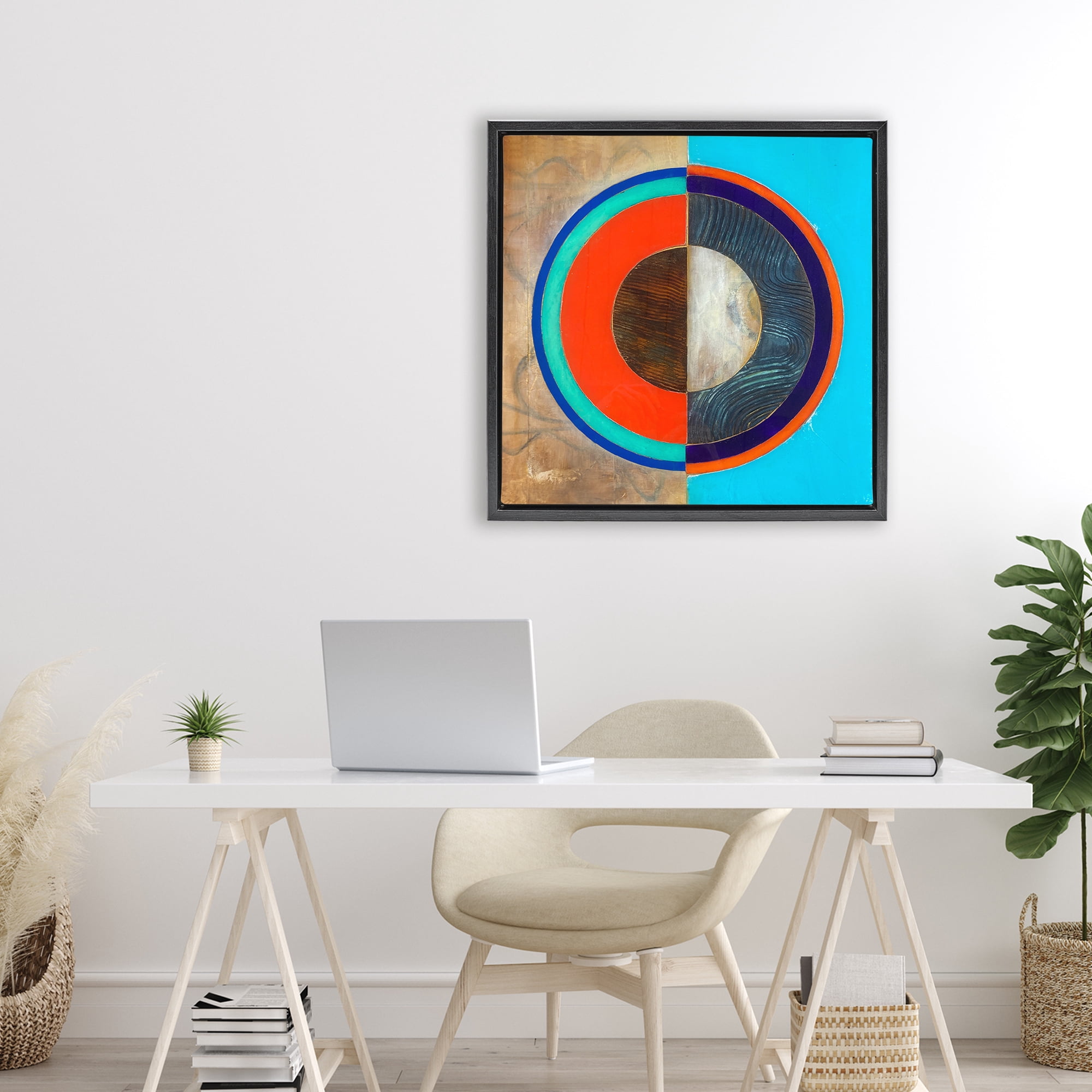 Stupell Industries Red Arc Summer Circle Black Framed Floater Canvas Wall Art, design by Matthew Finger