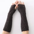 thumbnail image 3 of Winter Arm Sleeves Unisex Elastic Cable Knit Thumb Hole Arm Warmers Arm Covers, 3 of 10