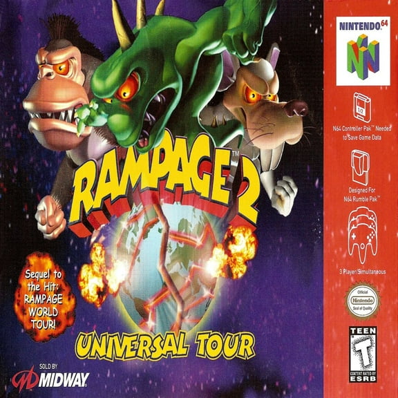 N64 Game Rampage 2: Universal Tour, US Version Cartridges for N64