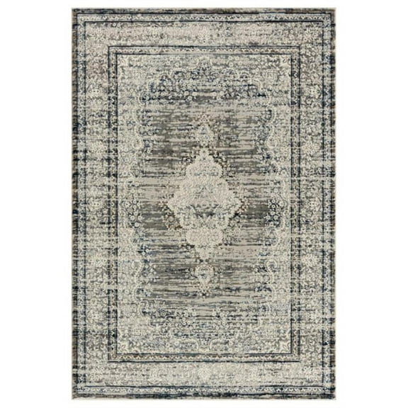 MDA Home Volos Collection Cream & Dark Gray Medallion Area Rug - 5'2" x 7'5"