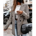 thumbnail image 4 of MRULIC coat for women Women Vintage Button Down Fashion Lapel Collar Double Breasted Flap Detail Plaid Blazers Women's Fleece Jackets Coats Black + L, 4 of 9