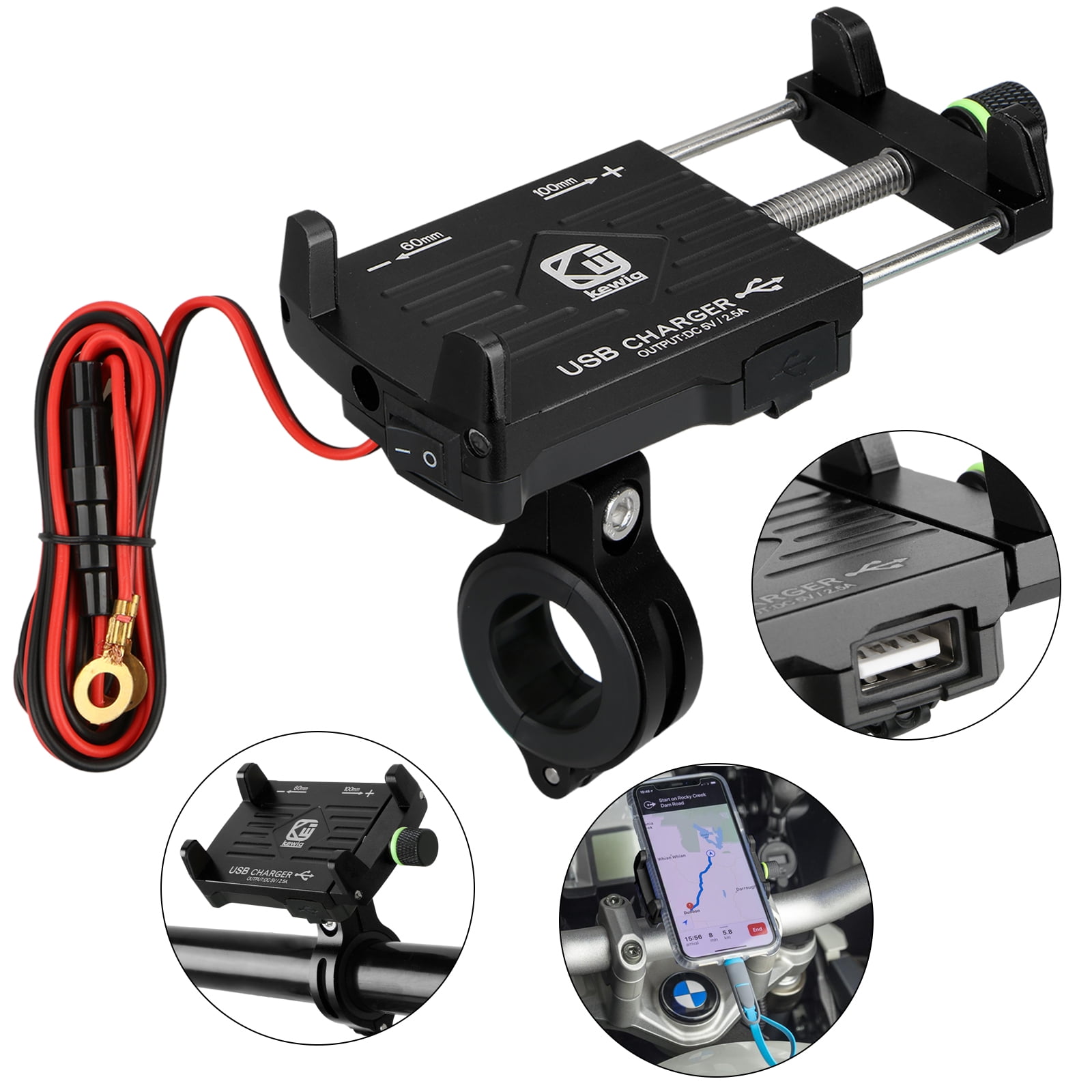 cell phone holder for motorcycle with charger