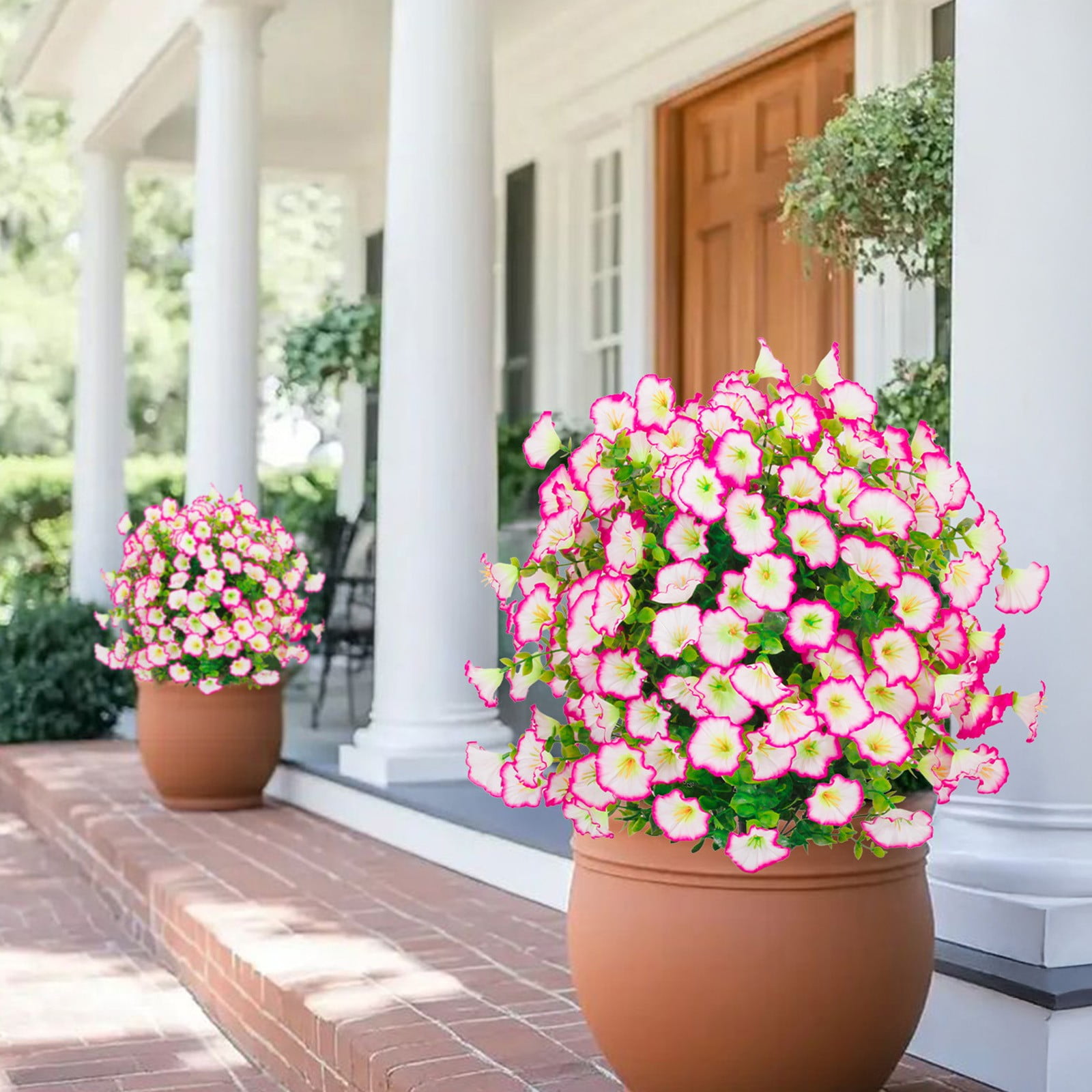 Artificial Flowers with Ground Spikes,Garden Stake Artificial Plants Faux Greenery Shrubs Garden Accessories for Farmhouse Outdoor Outside Garden Porch Patio Wedding Party Decoration