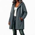 thumbnail image 4 of DISKEBUISS Women's Hooded Mid Length Coat Asymmetric Zipper Long Sleeve Jacket Casual Outerwear with Pockets for Fall Winter, 4 of 5