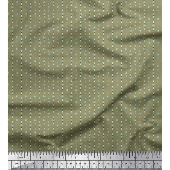 Soimoi Cotton Duck Fabric Stripe & Floral Shirting Fabric Prints by Yard 56 Inch Wide