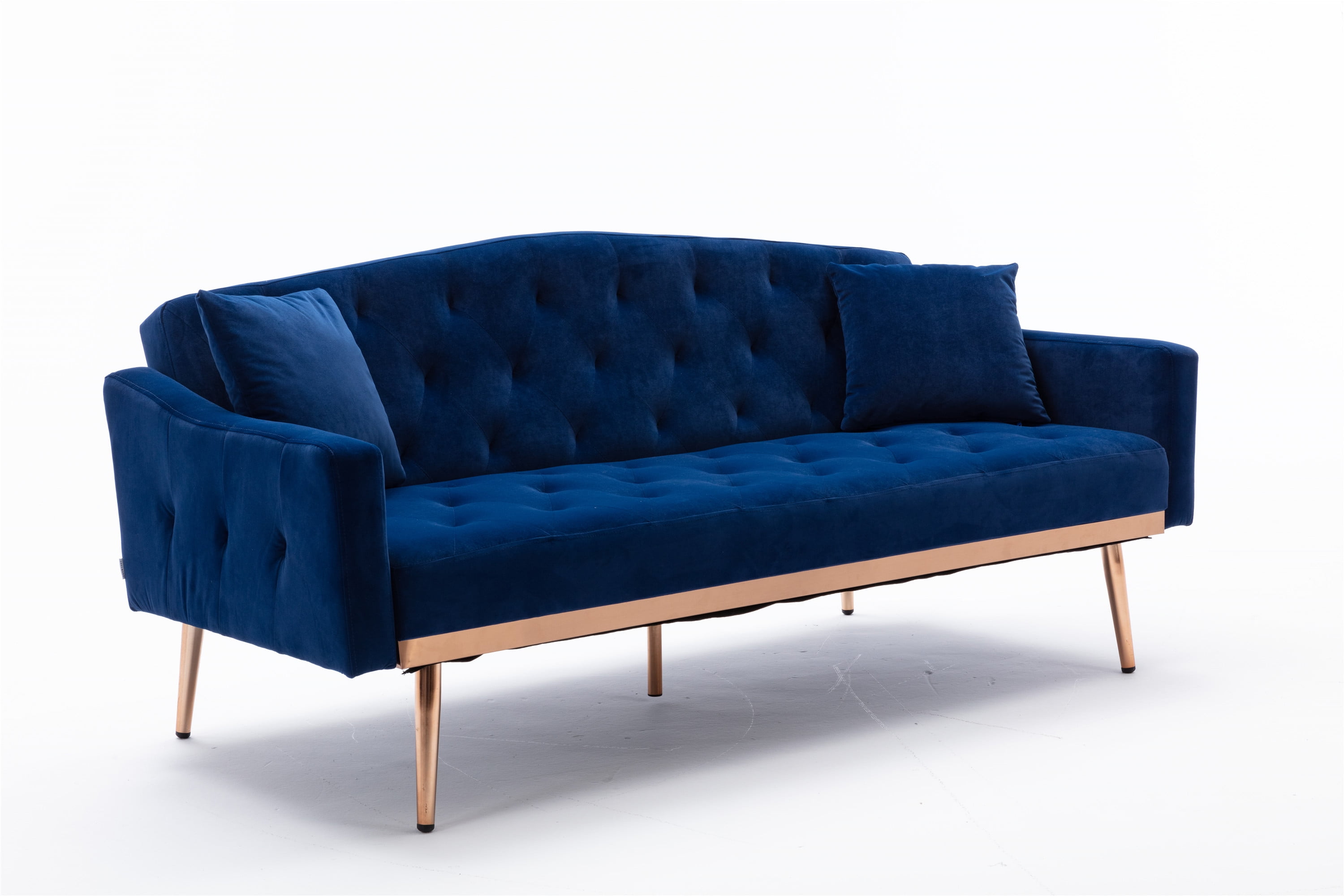 COZYSWAN Convertible Sofa Bed, Modern Velvet Sofa, Navy