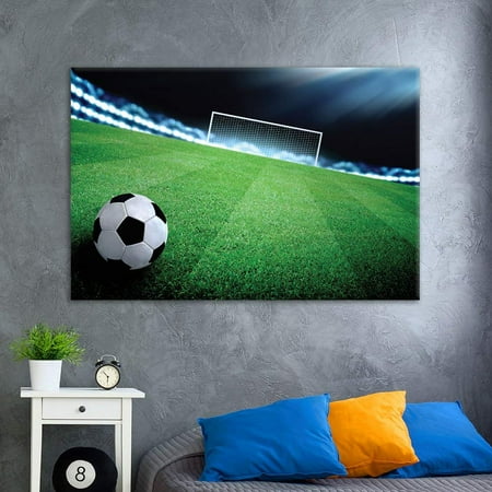 Soccer Canvas Art - wall26 - Canvas Wall Art Sports Theme - Soccer Towards to Gate on The Soccer Field - Giclee Print Gallery Wrap Modern Home Decor Ready to Hang - 24x36 inches