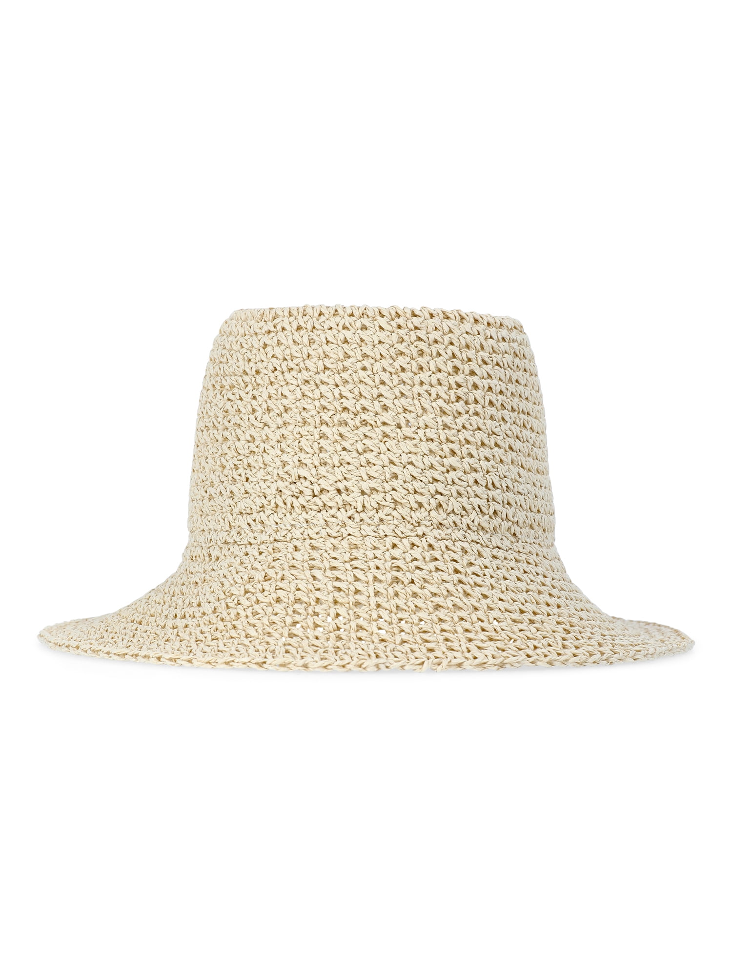 Time and Tru Women's Crochet Bucket, Light Natural
