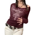 thumbnail image 1 of Lucakuins Camisetas de manga larga con estampado gráfico vintage para mujer Lucakuins S-XL, 1 of 5