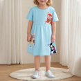 thumbnail image 2 of HAOTAGS Girls Summer Dresses,Printed Cotton Crew Neck Short-Sleeve Dress Blue 4 T, 2 of 4