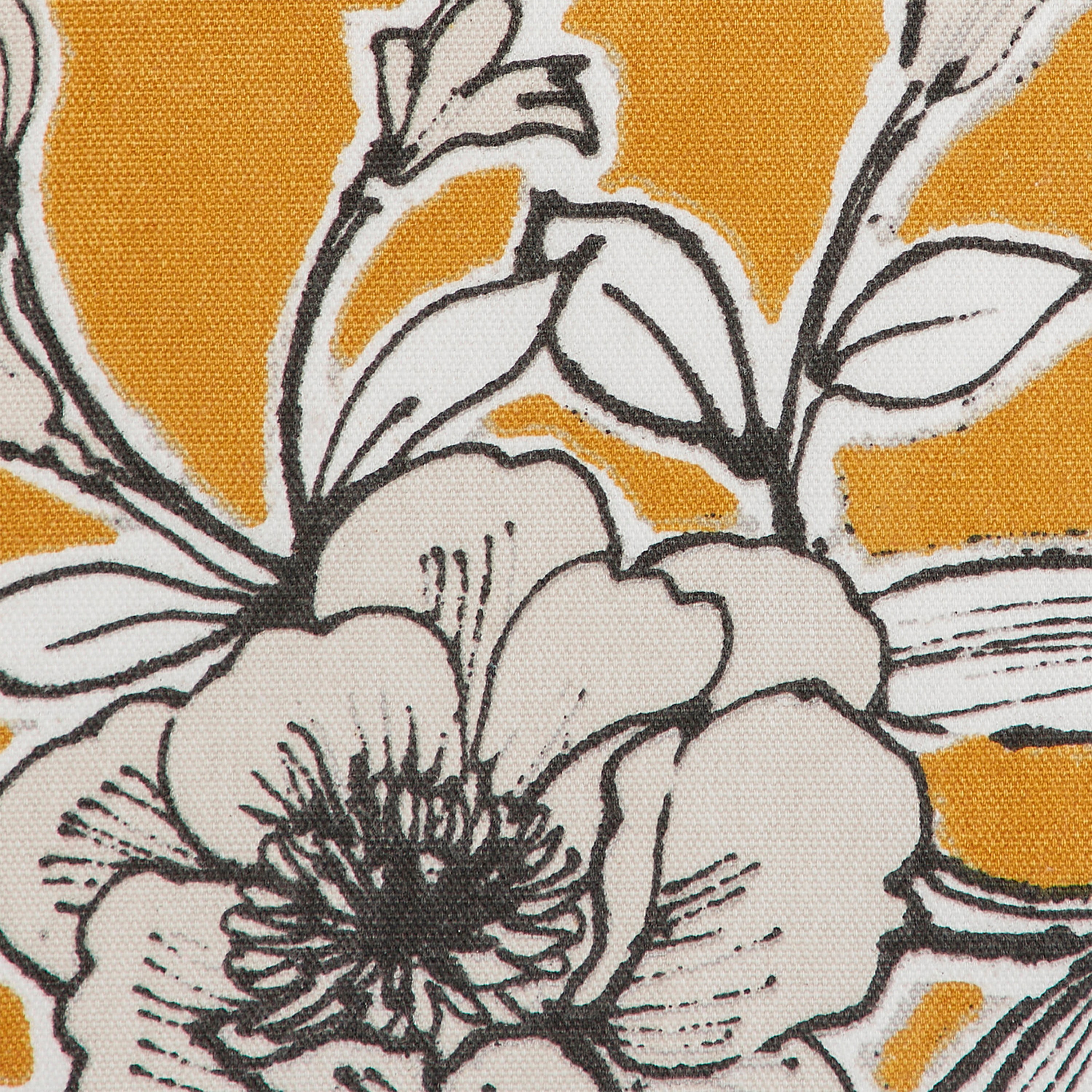 Indigo Ink Denim 20" x 20" Yellow Floral Boho Cotton Decorative Pillow