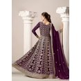 thumbnail image 3 of Royal Glamour Purple All Over Embroidered Georgette Designer Anarkali Gown, 3 of 4