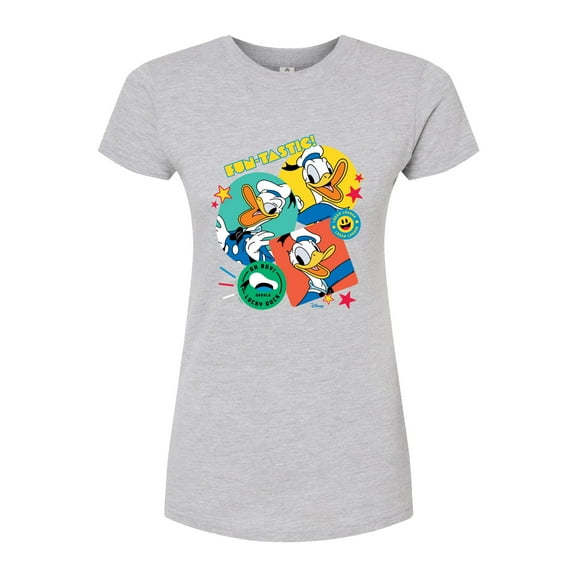 Disney - Donald Duck Sticker Look - Juniors Fitted Graphic T-Shirt
