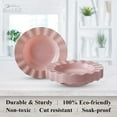 thumbnail image 5 of Elegant Plastic Plates for Party with Scalloped Rim (20 PC), Disposable Heavy-Duty Soup Plates for Wedding Reception - 12 oz, Fancy Plastic Dinnerware Sets with Silver Edge for Upscale Events - Pink, 5 of 5