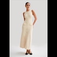 thumbnail image 4 of Vestido de Punto de Verano para Mujer, Sin Mangas, con Botonadura Sencilla, Cuello Redondo y Abertura, Ajustado Al Cuerpo. Albaricoque M, 4 of 10