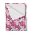 thumbnail image 2 of Floral Soft Flannel Fleece Throw Blanket, Orchid Blossoms in Pink and Mint Shades and Grunge Effect Tropical Plant, Cozy Plush for Indoor and Outdoor Use, 70" x 90", Multicolor, by Ambesonne, 2 of 5