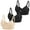 Black*2+Nude, variant on Womens Full Coverage Bralette Seamless Push Up No Underwire Supportive Bras Ladies 3 Pack Wireless V Neck Tshirt Lingerie L