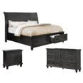 thumbnail image 1 of Platform Rustic Gray Wood Sleigh 3 Piece Bedroom Set in Queen, 1 of 9