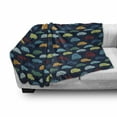 thumbnail image 3 of Cars Soft Flannel Fleece Blanket, Mini Vintage Vehicles on the Road Driving Cars with Various Vibrant Colors, Cozy Plush for Indoor and Outdoor Use, 70" x 90", Dark Blue Aqua Mustard, by Ambesonne, 3 of 6
