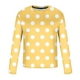 thumbnail image 3 of ZCFZJW Mens Fashion T-Shirts Polka Dot Print Fall Long Sleeve Crewneck Sweatshirts Loose Regular Fit Casual Graphic Athletic Tees Tops Yellow XXXL, 3 of 4
