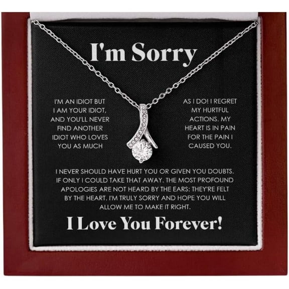 Gift Mall Im Sorry Gifts For Her, Apology Gifts For Her, I Love You I'm Sorry Gift, Giant Sorry Forgiveness Necklace with Message Card and Gift Box