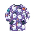 thumbnail image 5 of NOEGOEU Kids Cute Graphic Halloween Pajamas Boys Girls Long Sleeve Sleepwear Set 2 Piece 2-9 Years (Dark Purple,4-5 Years), 5 of 8