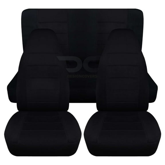 Designcovers Fits 1987-1995 Jeep Wrangler YJ 2door Cotton Seat Covers:Black - Full Set