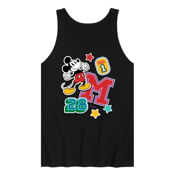 Disney - Mickey Mouse - Stitched Collegiate Patches - Men's Jersey Tank Top