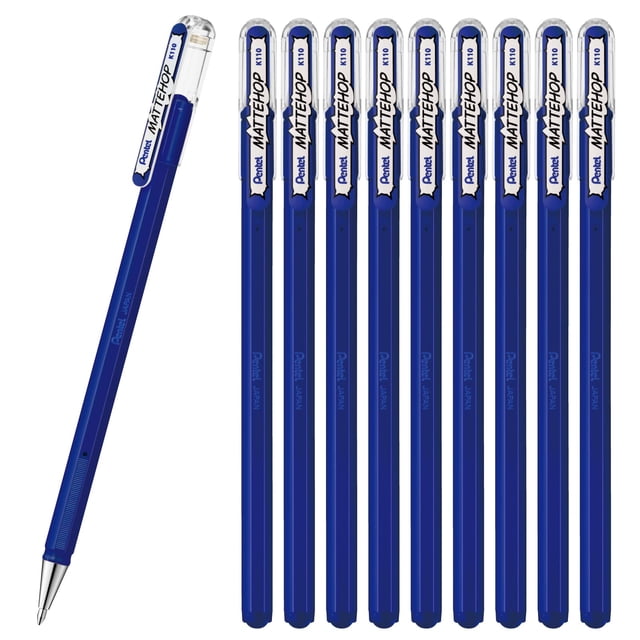 Bolígrafo Pentel Color, Matte Hop, Azul, Paquete de 10 K110-VC