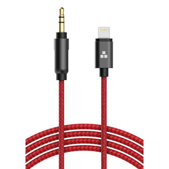 (Apple MFI Certified) iPhone Aux Lightning Cord to Male 3.5mm Auxiliary Cable (iPhone Audio Link to Car Jack, Headphones & Speakers) (Red)