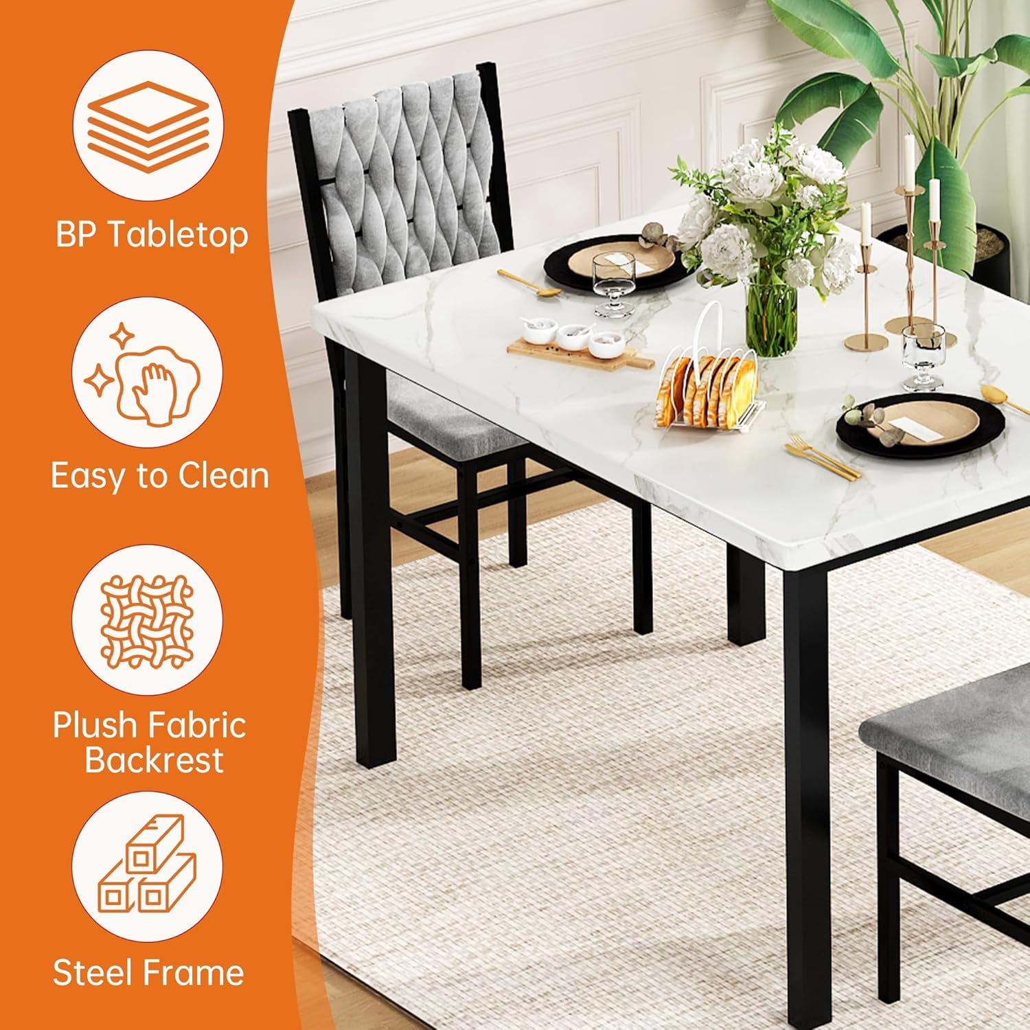Lamerge 2-Piece Dining Set, Modern Kitchen Dining Set, featuring two dining chairs with goose-down cushions and a small dining table; perfect for kitchens, apartments, and dining rooms; white