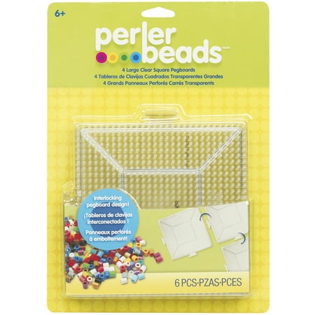 Perler Beads Large Square Pegboards for Kids Crafts, 4 pcs