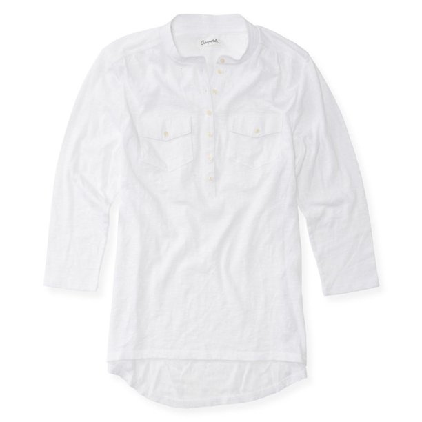 Aeropostale Womens Solid Popover Henley Shirt, Blanco, X-Large Aeropostale henley