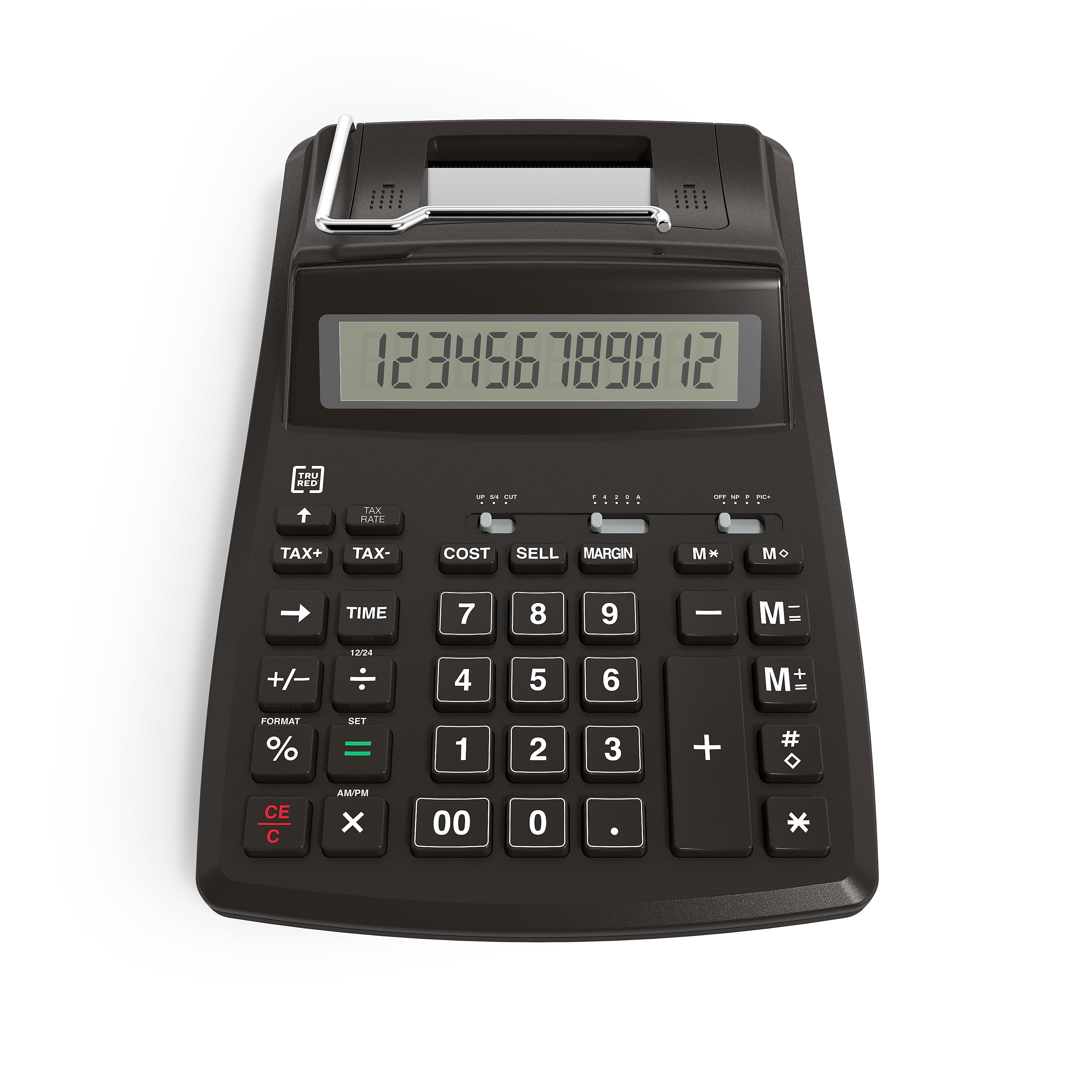 TRU RED TR44780 12Digit Desktop Printing Calculator Black Walmart