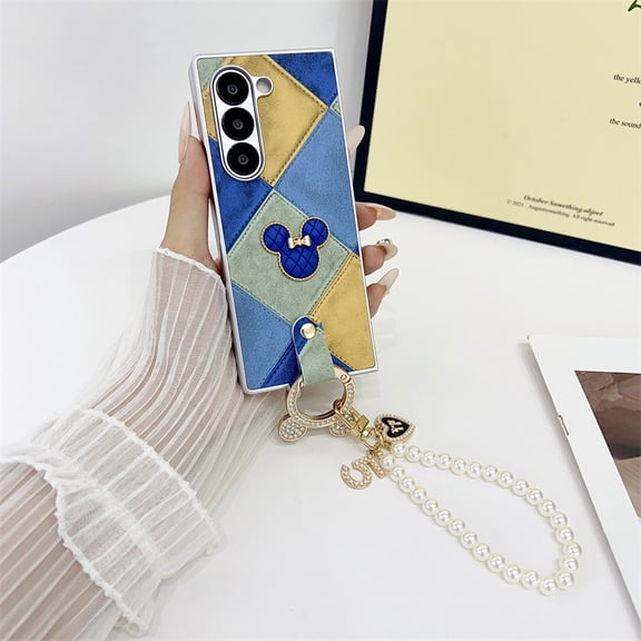 DIY Fashion Cartoon Pearl Bracelet Phone Case Suitable for Samsung Z Fold 6 Fold5 Fold4 Fold3