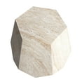 thumbnail image 3 of Geaometric Travertine Stone Finish Italian Design MgO Side Accent Table, 3 of 12