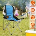 thumbnail image 3 of 2PCS Foldable Camping Chair TeqHome Oversized Padded Heavy Duty Portable Quad Chair 330LBS Max Load with Carry Bag & Cup Holder Blue and Gray, 3 of 10