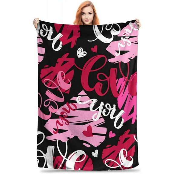 I Love You Throw Blanket Love Words Doodle Soft Cozy Flannel Lightweight Warm Couch Blankets for Bed Living Room Gifts for Kids Adults 50"x40"