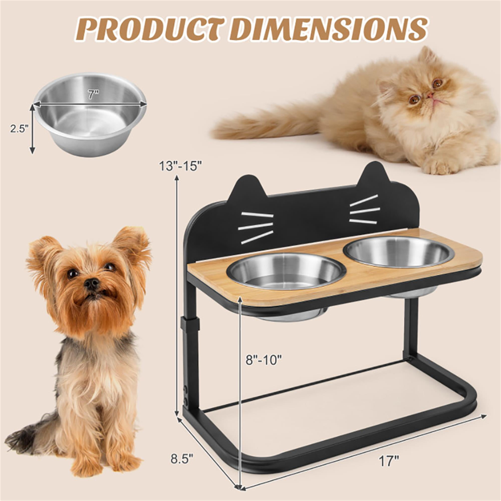 resenkos 8"-10" Elevated Pet Feeder with 2 Stainless Steel Dog Bowl, Pet Food Bowls for Feeding Small Medium Dogs Cats Puppies, Black